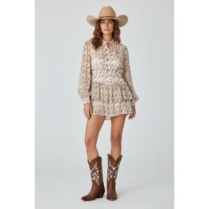 Karlie Women's Shear Floral Cream Short Dress